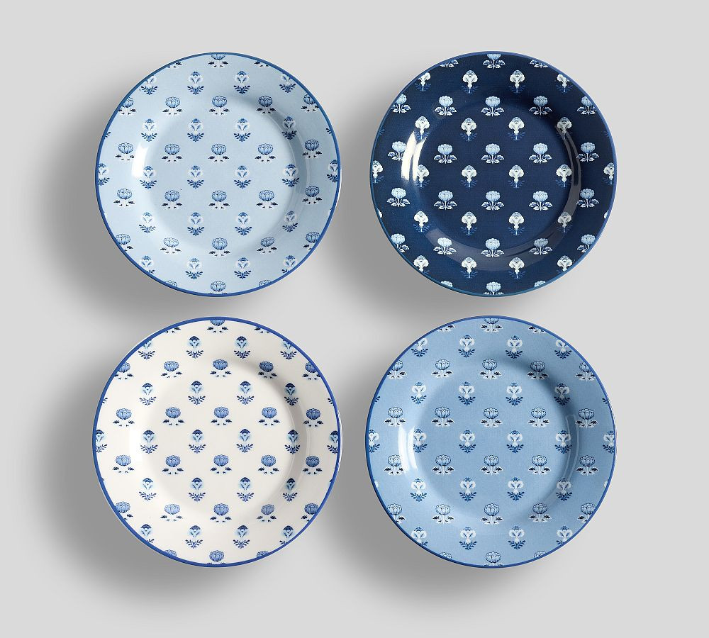 Kravet Floret Stoneware Appetizer Plates, Mixed Set of 4 | Pottery Barn (US)