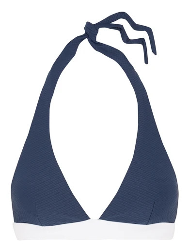 Heidi Klein - Cape Cod Halterneck Stretch-cloqué Bikini Top - Blue | NET-A-PORTER (UK & EU)