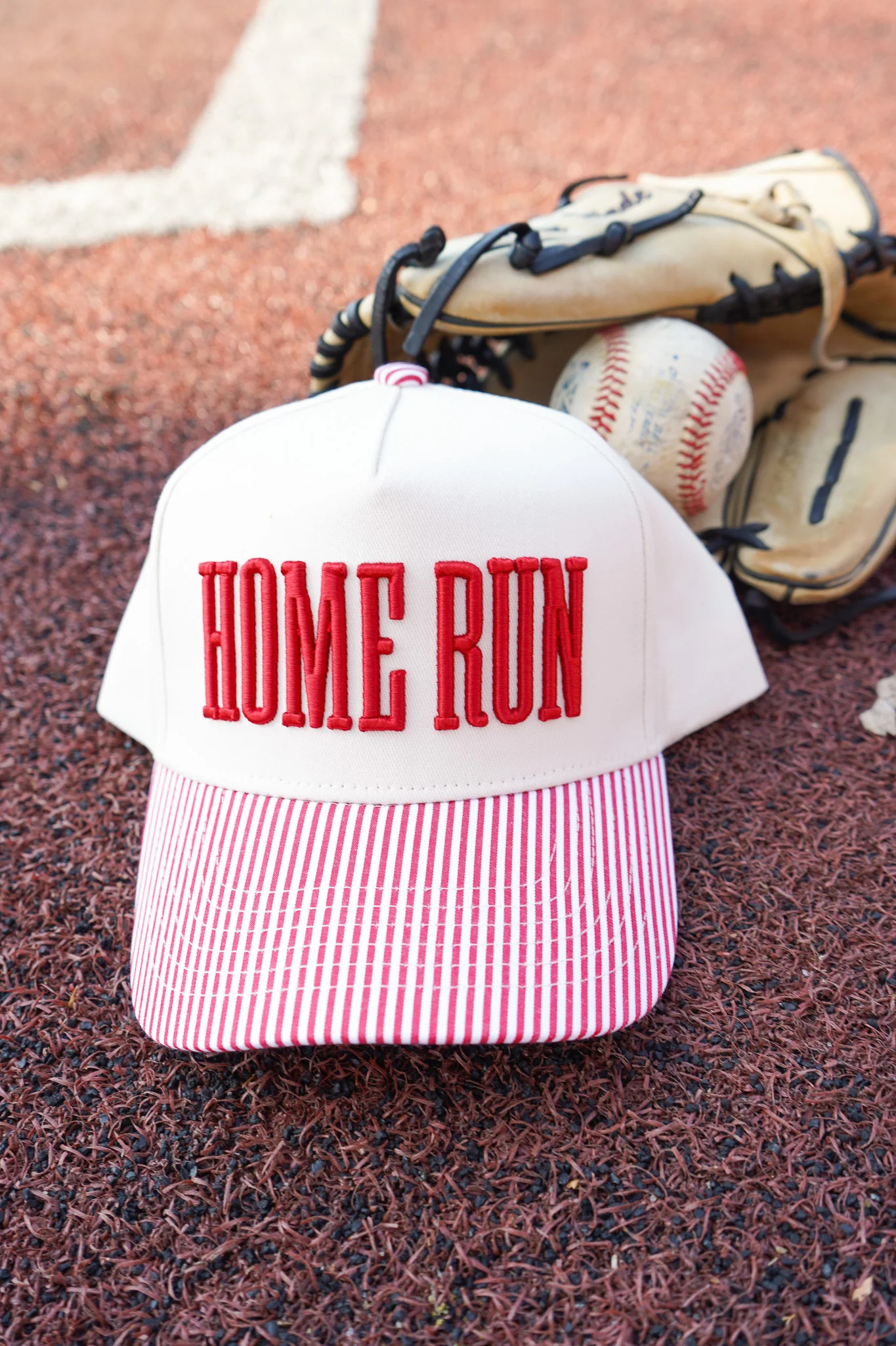 Homerun - Red Striped Trucker Hat | KenzKustomz