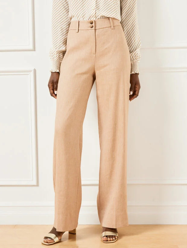 Wide Leg Textured Stretch Linen Pants | Talbots