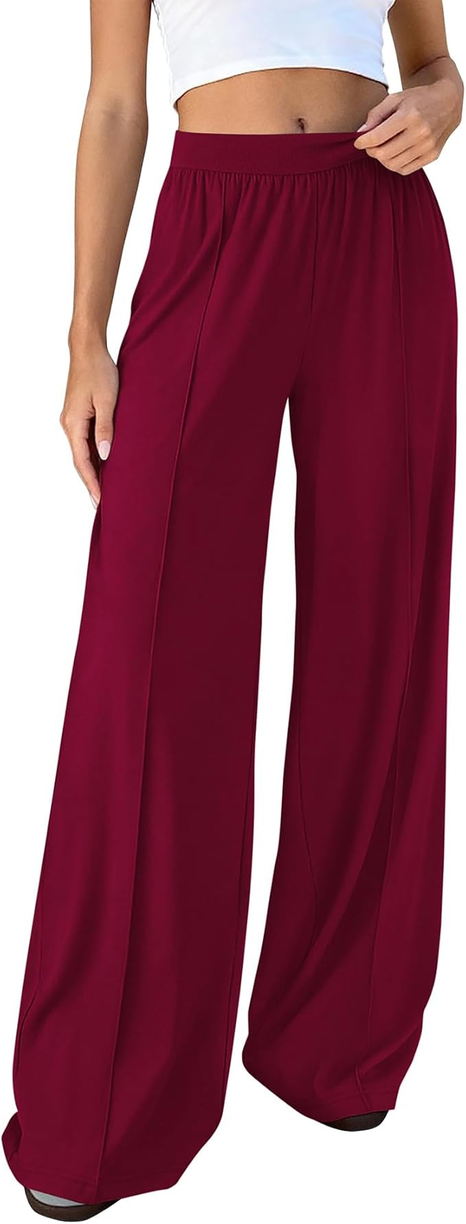 BTFBM Palazzo Pants for Women 2026 Spring Summer Casual Lounge Pants High Waist Flowy Trousers Ba... | Amazon (US)