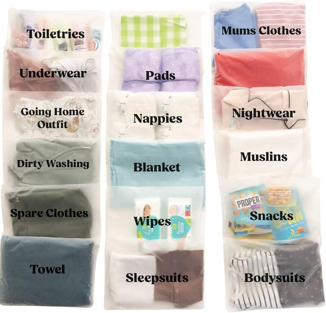 22 x Maternity Hospital Bag Organiser Pouches | Hospital Bag Maternity Essentials for Newborn Bab... | Amazon (UK)