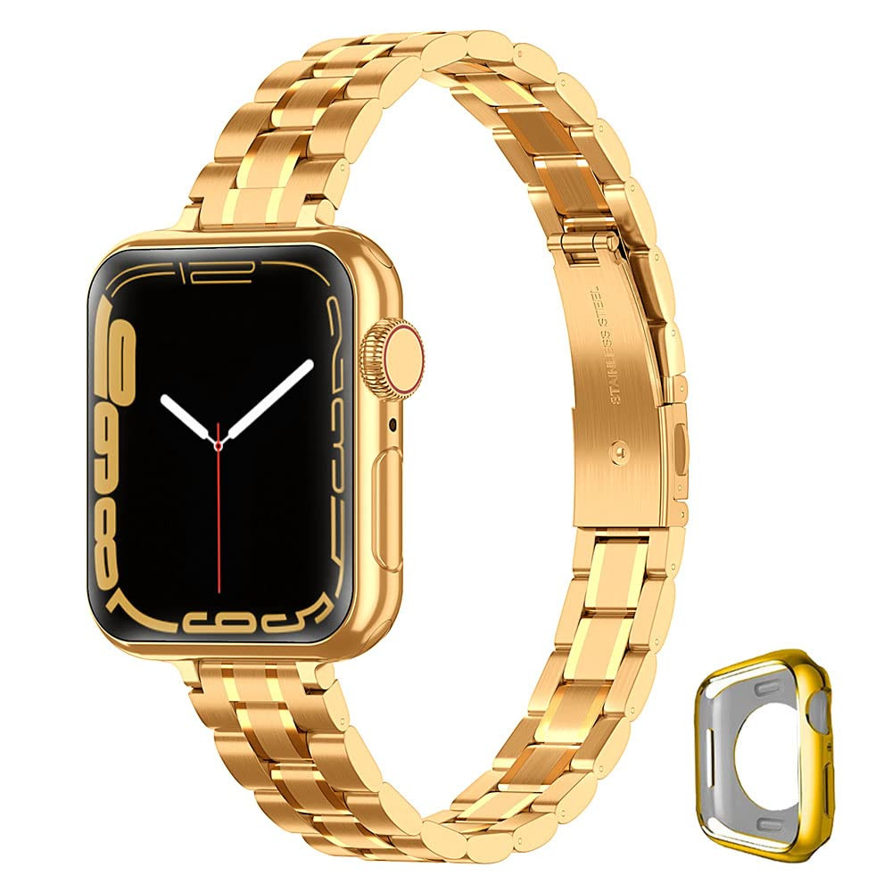 Metal band Compatible with Apple Watch Band 46mm 45mm 44mm 42mm 41mm 40mm 38mm for women, Slim Th... | Amazon (US)