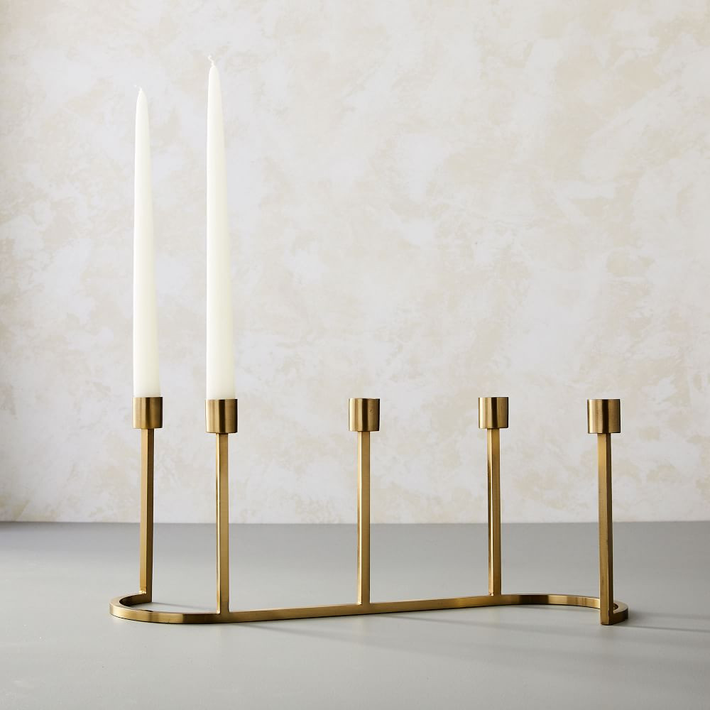 Aaron Probyn 5 Taper Holder, Brass, Individual | West Elm (US)