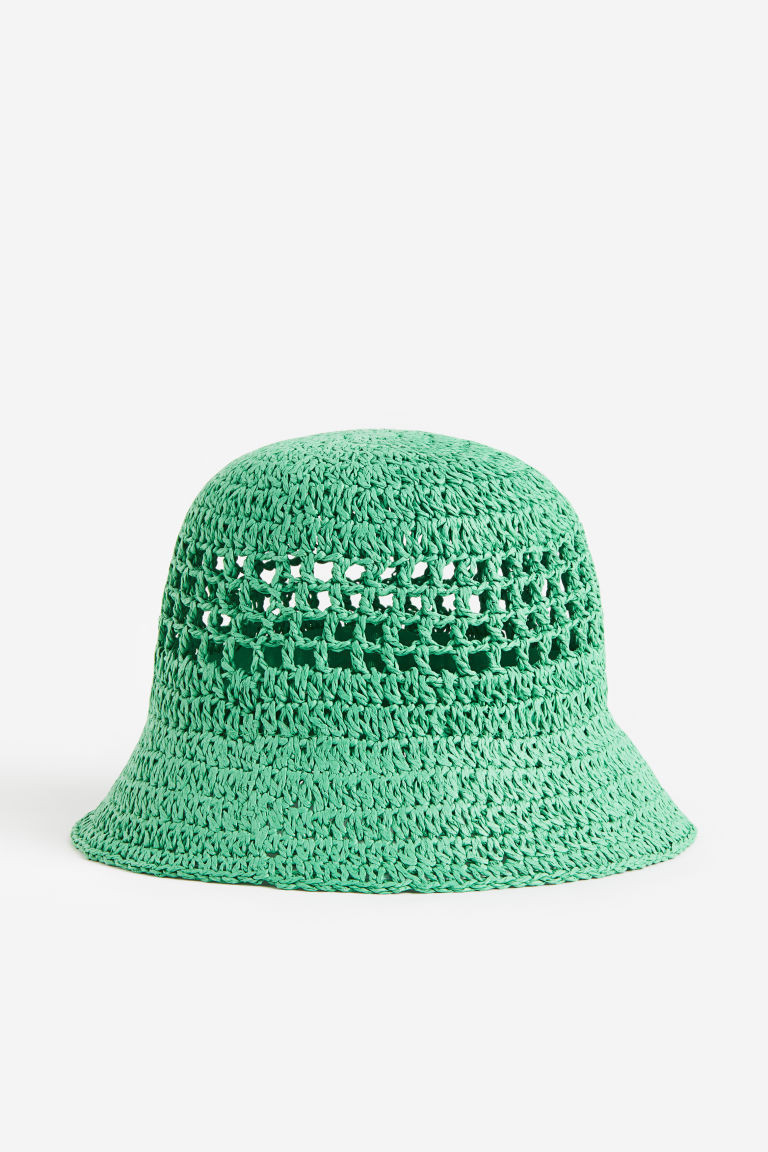 H & M - Crochet-look straw hat - Green | H&M (UK, MY, IN, SG, PH, TW, HK)