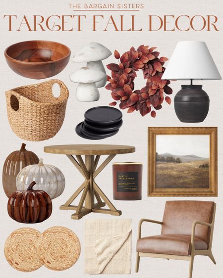 Target Fall Decor 

| Target Finds | Framed Art | Fall Candle | Pumpkin Decor | Knit Throw Blanket | Seagrass Basket | Coasters | Table Lamp | Fall Wreath | Round Table | Faux Leather Armchair 

#LTKhome #LTKstyletip #LTKSeasonal