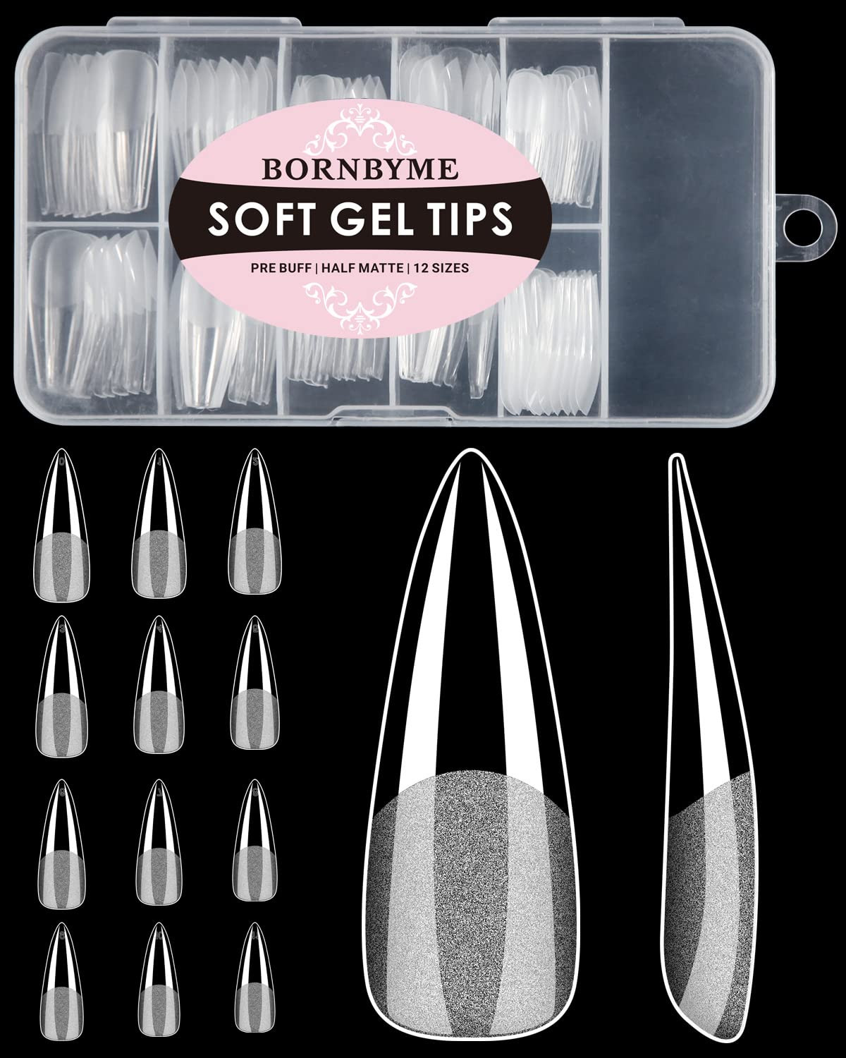 Soft Gel Nail Tips Long Stiletto, 120PCS Pre Buff Full Cover Nail Extenison Tips Half Matte Gel N... | Amazon (US)