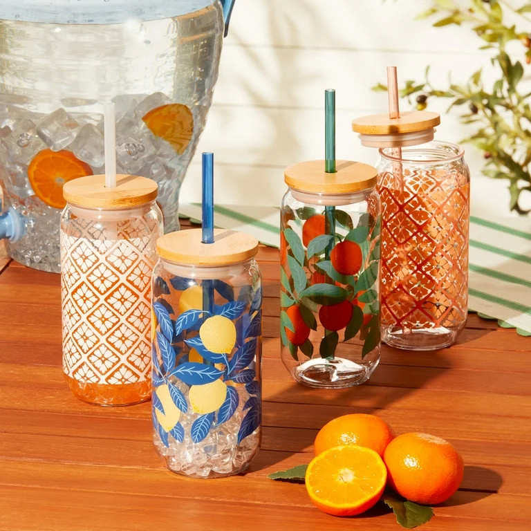 Mainstays by Becky G. & Alejandra 20-Ounce Acrylic Can Shape Tumblers, Assorted Designs, 4 Count | Walmart (US)