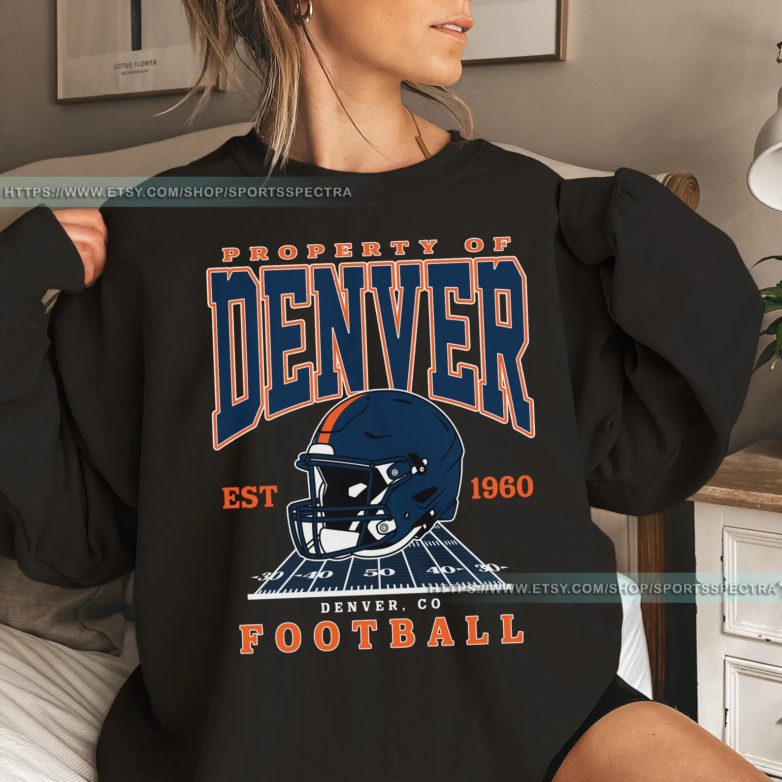 Denver Football Vintage Style Sweatshirt T-Shirt, Retro Denver Football Crewneck Shirt, Broncos F... | Etsy (US)
