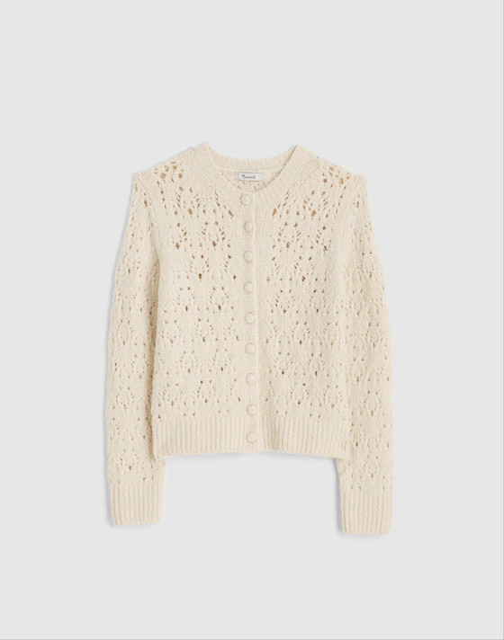 Pointelle-Stitch Cardigan in Cotton Blend | Madewell
