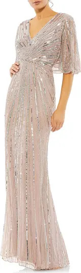Wide Sleeve Sequin Gown | Nordstrom