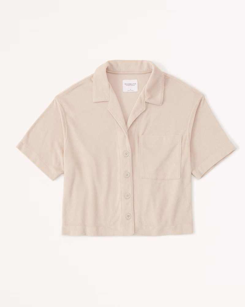 Women's Towel Terry Button-Through Shirt | Women's | Abercrombie.com | Abercrombie & Fitch (US)