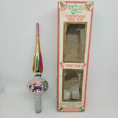 Vintage Christmas Tree Topper Romania Hand Decorated Glass European Mid Century  | eBay | eBay US