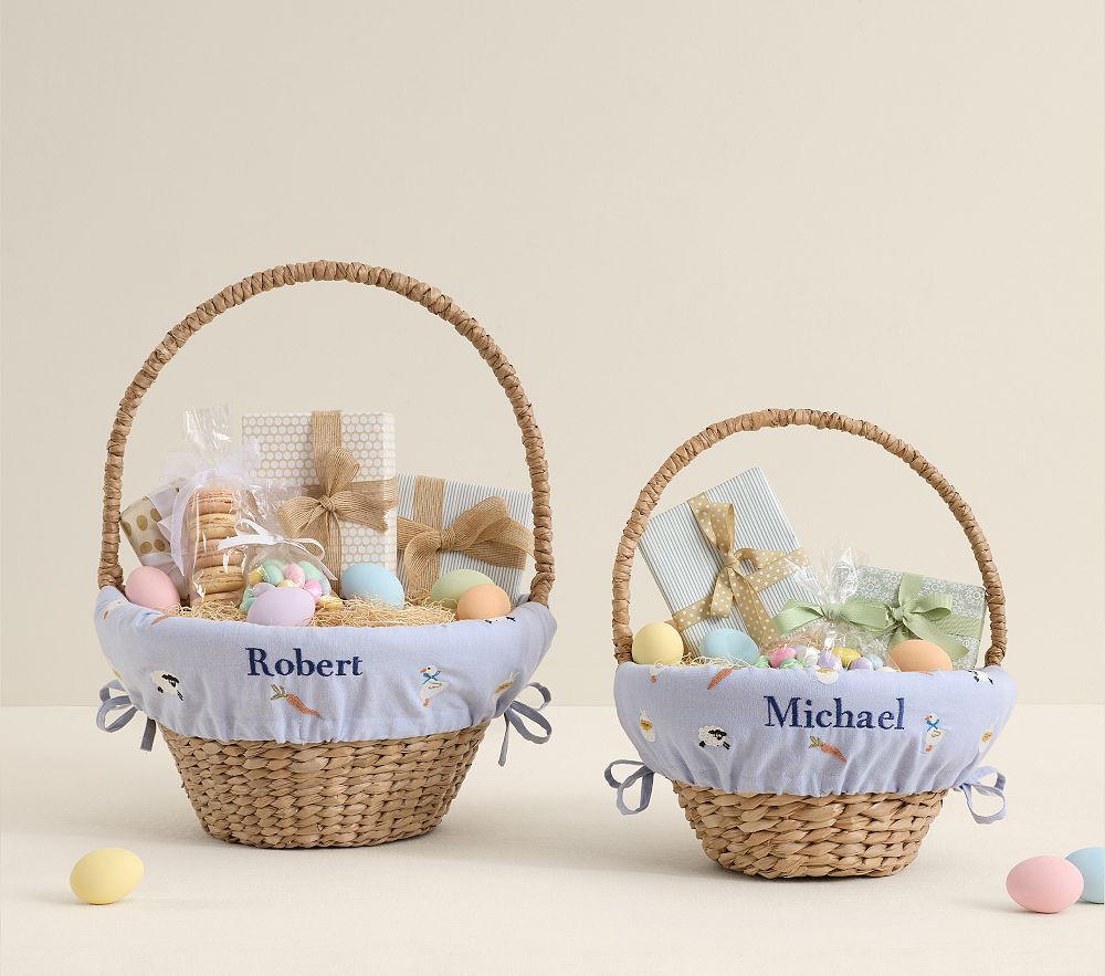 Embroidered Icons Easter Basket Liners | Pottery Barn Kids