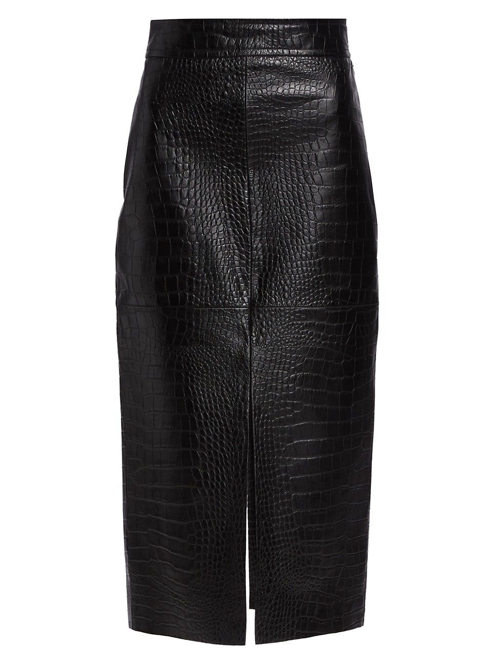 Croc-Embossed Leather Midi skirt | Saks Fifth Avenue
