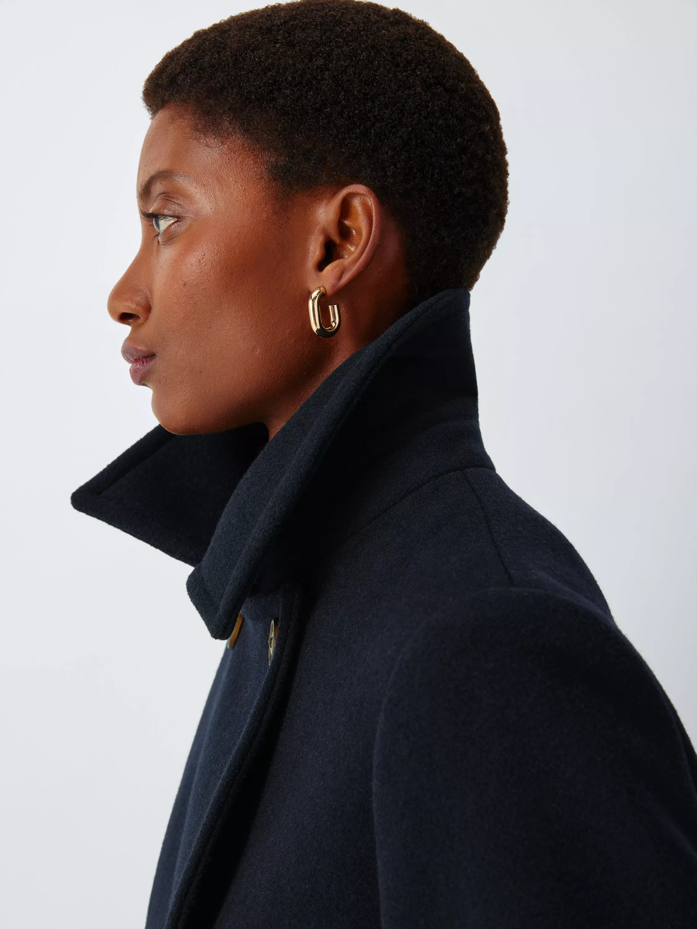 John Lewis Double Breasted Wool Blend Peacoat, Navy | John Lewis (UK)