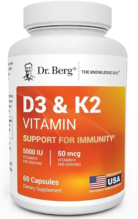 Dr. Berg Maximum Strength 2-in-1 Vitamin D3 K2 5,000 IU | Naturally Derived D3 | 4X Lab-Tested & ... | Amazon (US)