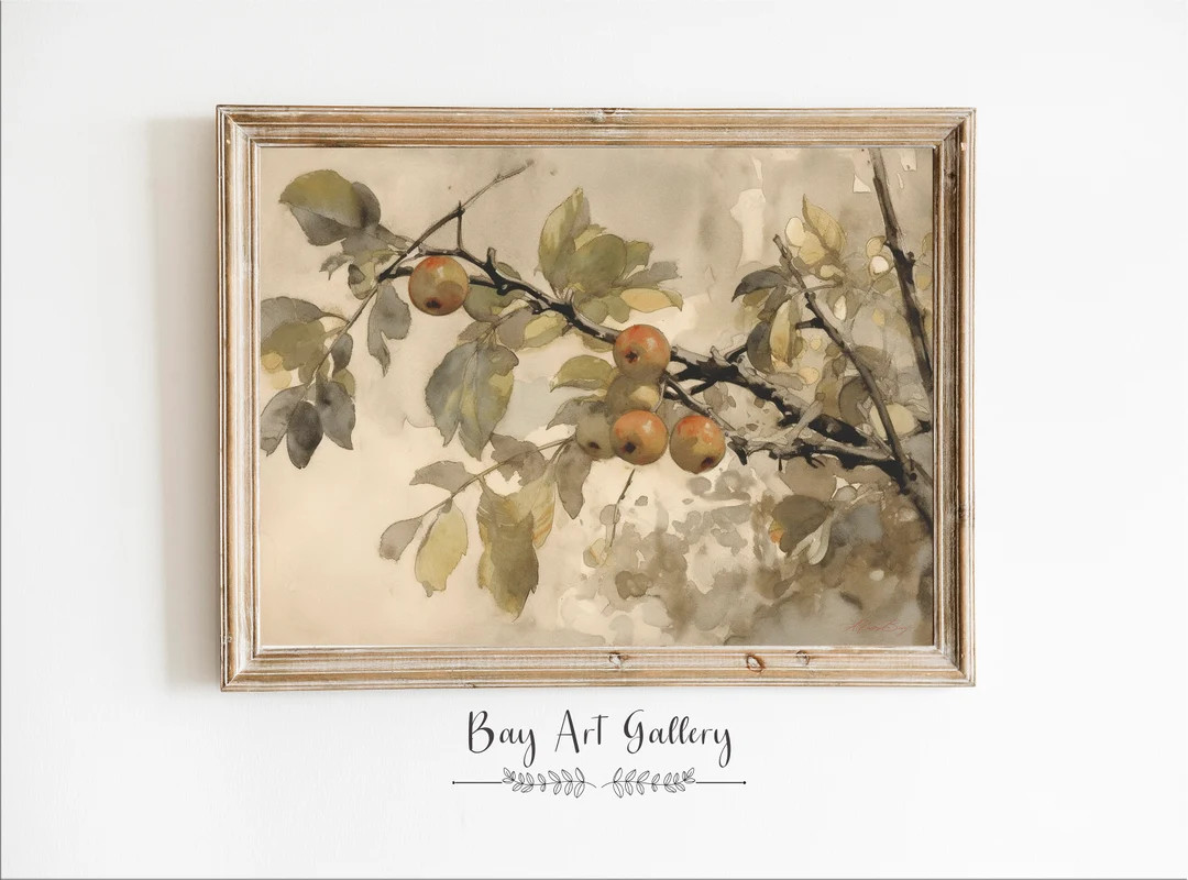 Rustic Neutral Apple Tree Sketch Modern Farmhouse Kitchen Art Print Digital PRINTABLE Farm Kitche... | Etsy (US)