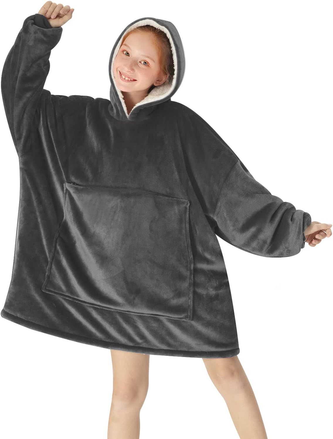 yescool Wearable Blanket Hoodie Kids, Oversized Blanket Sweatshirt with Sherpa for Kids, Youth, B... | Amazon (US)