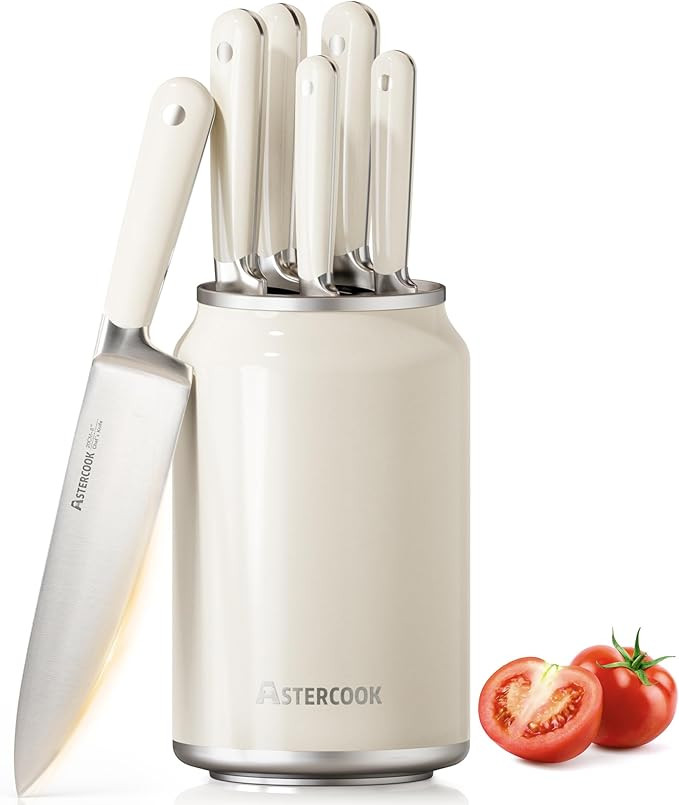 Astercook 6-Piece Kitchen Knife Set with Soda Can-Inspired Block, Full Tang High Carbon Stainless... | Amazon (US)