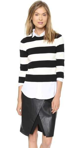 Theory Prosecco S Hartmona Cropped Sweater - Black/Ivory | Shopbop