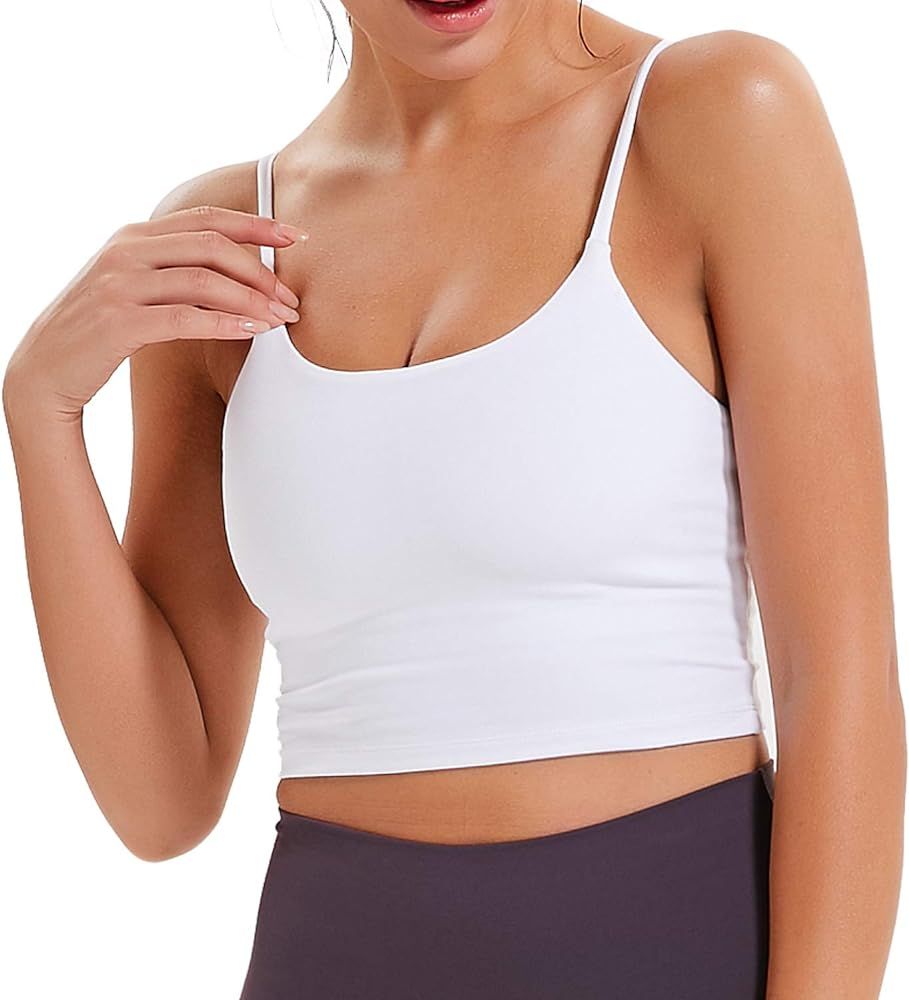 Women Yoga Tank Tops Padded Sports Bra Workout Fitness Running Crop Top | Amazon (US)