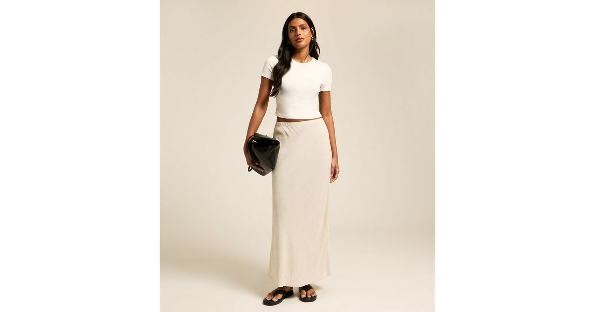 Stone Linen Blend Bias Cut Midi Skirt | New Look | New Look (UK)
