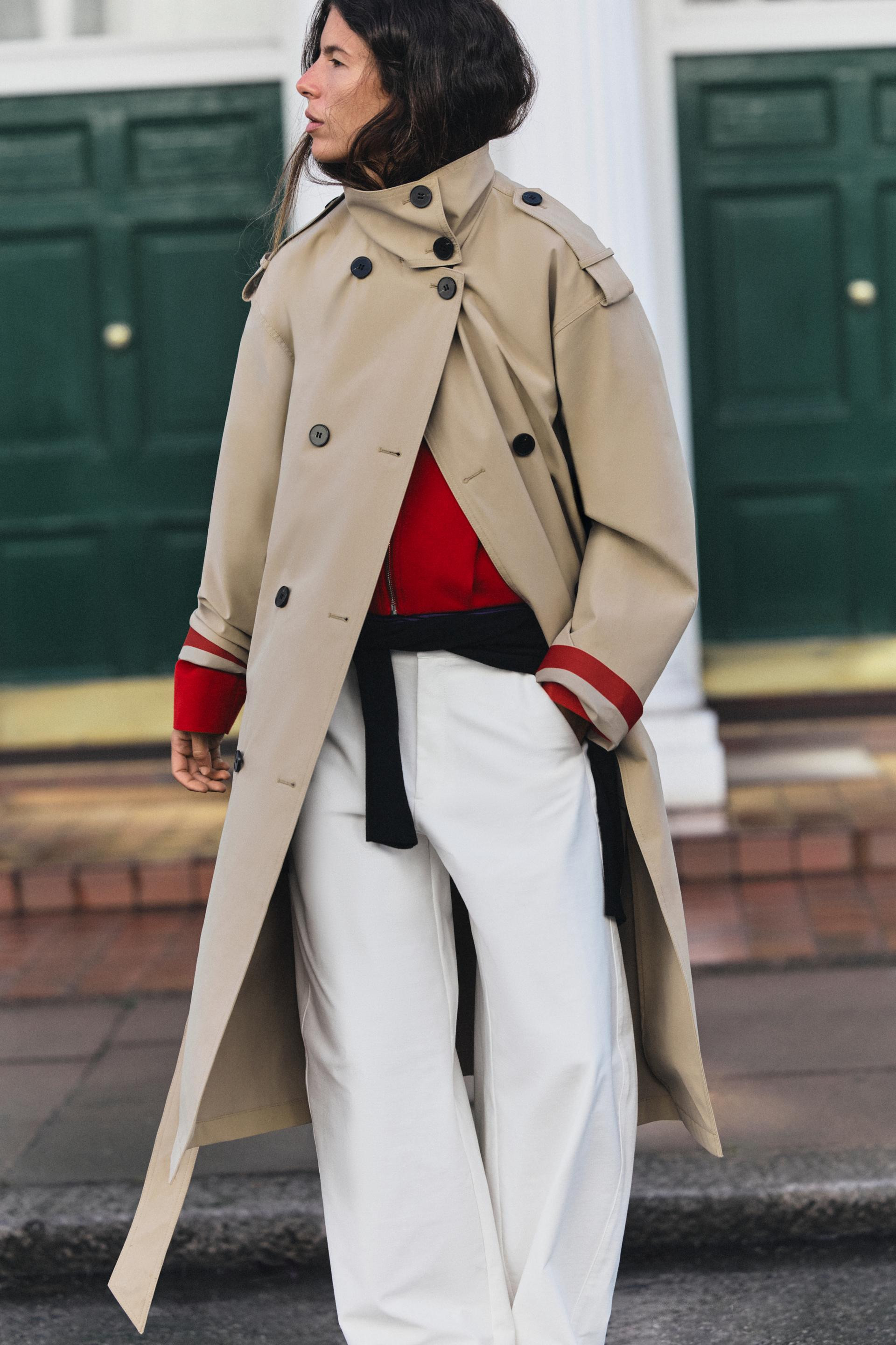 Zara - Water-Repellent Windproof Belted Trench Coat - Taupe Brown - M - Woman | Zara US
