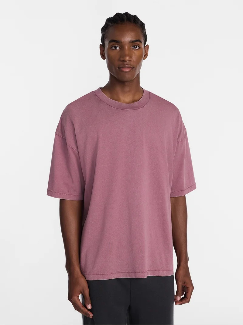 No Boundaries Men's Oversized Boxy Tee Shirt with Short Sleeves, XS-4XLT | Walmart (US)