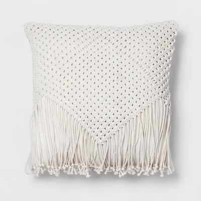 Cream Macrame Fringe Throw Pillow - Opalhouse™ | Target