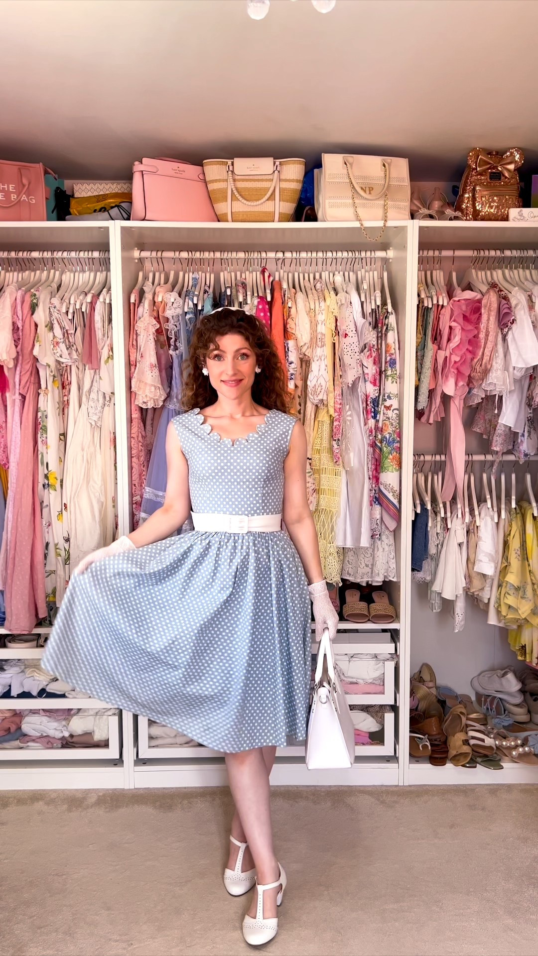 Another vintage isnpired look, featuring this beautiful blue and white polka dot dress from @lindy_bop 🔵⚪️

I just love that era of dresses with a beautiful full skirt and all of the accessories, including gloves. These ones were actually my nanny’s dancing gloves 💕

#LTKdresses #LTKsummer #LTKuk