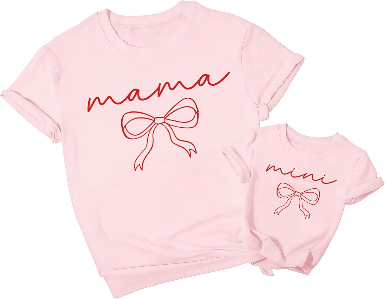 Mommy and Me Shirts Mother Daughter Matching T-Shirt Mama Mini Bow Tee Tops | Amazon (US)