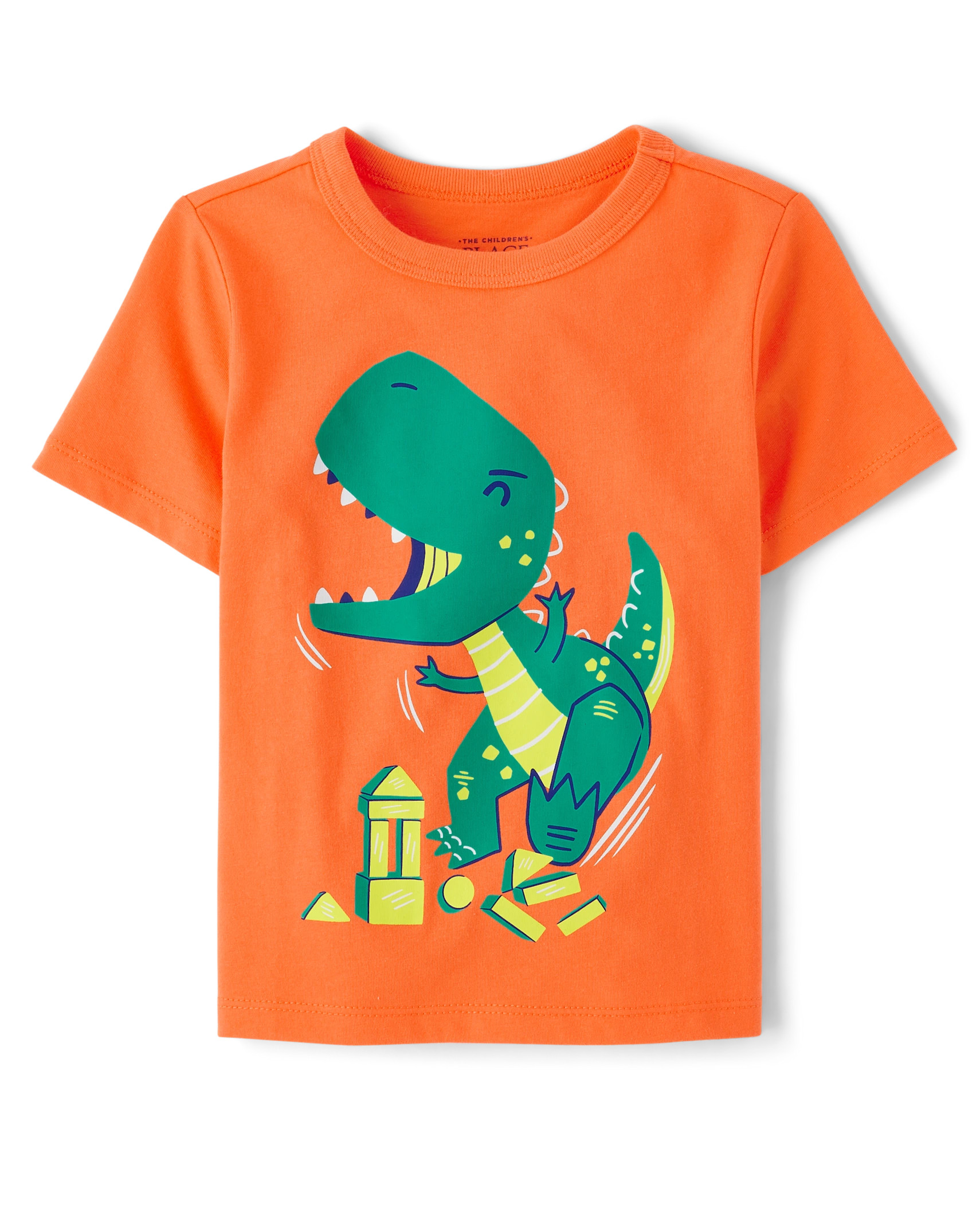 Baby And Toddler Boys Dino Blocks Graphic Tee - carnelian orange | The Children's Place