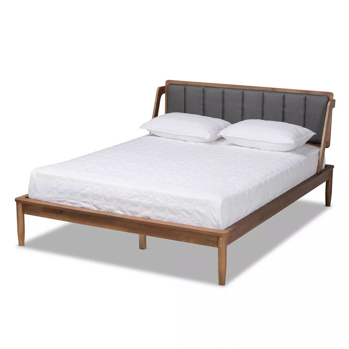 Helsa Mid-Century Modern Platform Bed Walnut/Brown/Gray - Baxton Studio | Target