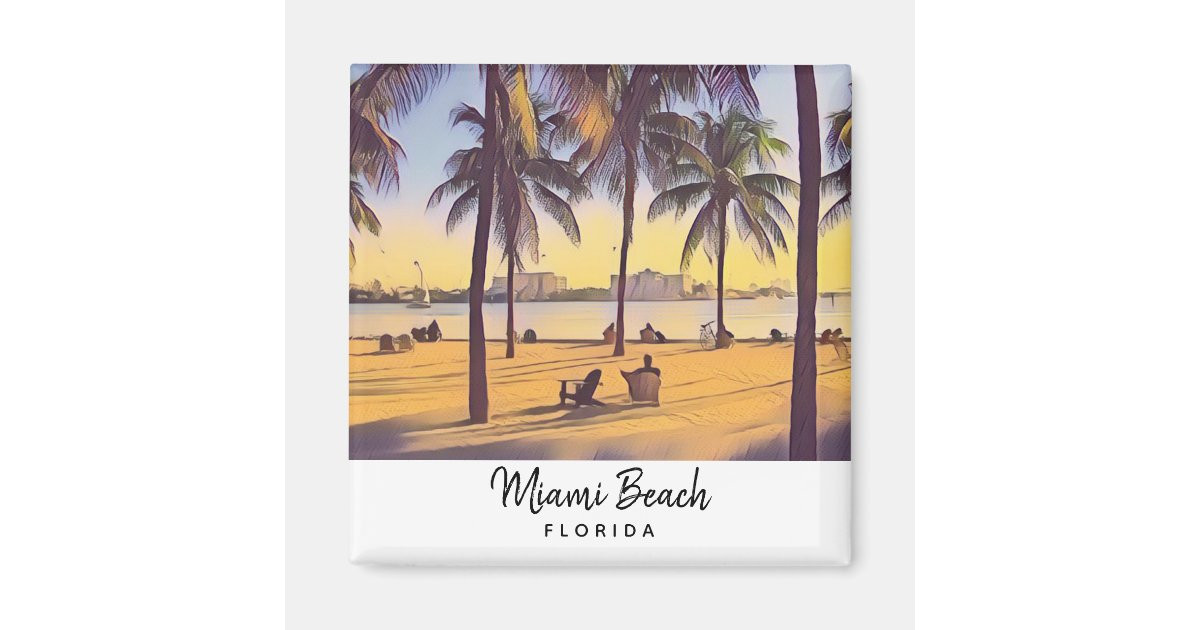 Miami Beach Florida Vintage Watercolor Art Magnet | Zazzle | Zazzle
