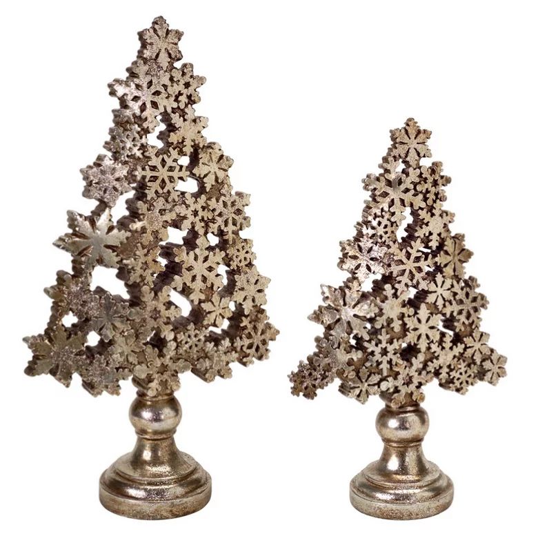 Set of 2 Gold Snowflake Christmas Tree Tabletop Decors 18.5" - Walmart.com | Walmart (US)