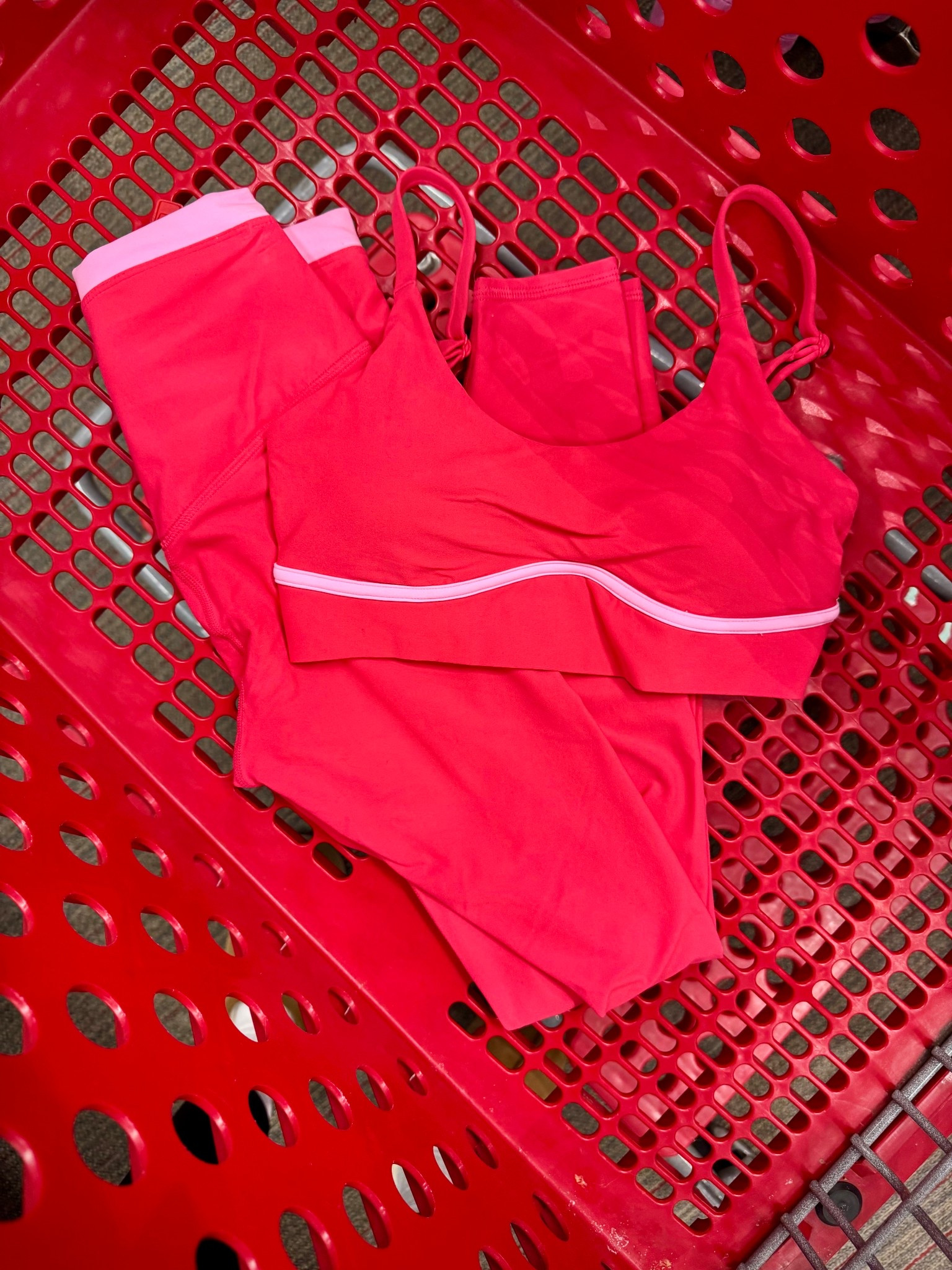 Been loving red lately and this fun pop of color is gorgeous! Set is so soft and the pink lines making it really flattering! 

#LTKFindsUnder50 #LTKActive #LTKSeasonal