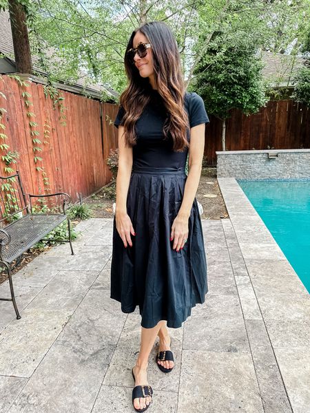 A pleated midi skirt and fitted cropped tee make for the perfect classic and timeless outfit! @walmartfashion #walmartfashion #walmartpartner | wearing size xs in skirt & small in the tee.