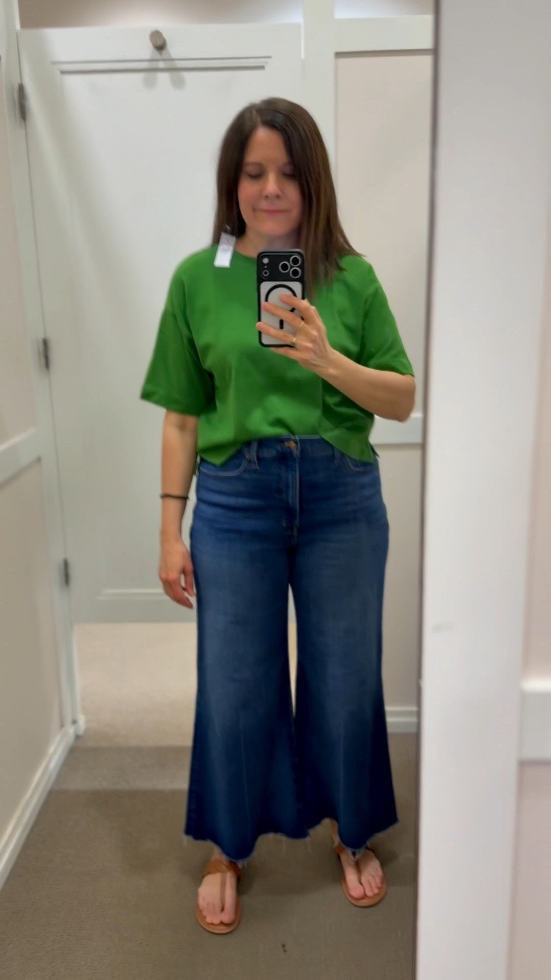 Love this green color! This tee fits tts, I’m in a small. It ends around the hip bone. These are Madewell jeans, I sized up.

#LTKOver40 #LTKMidsize #LTKSaleAlert