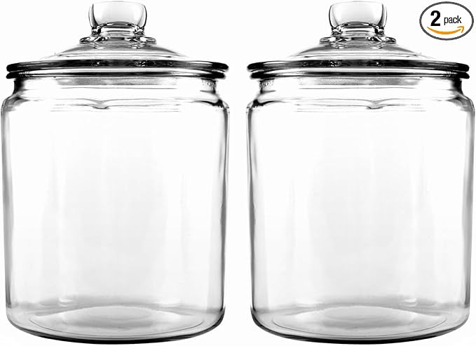 Anchor Hocking Heritage Hill, Half Gallon Glass Jar with Lid, 1/2 Gallon (2 Pack), Clear | Amazon (US)