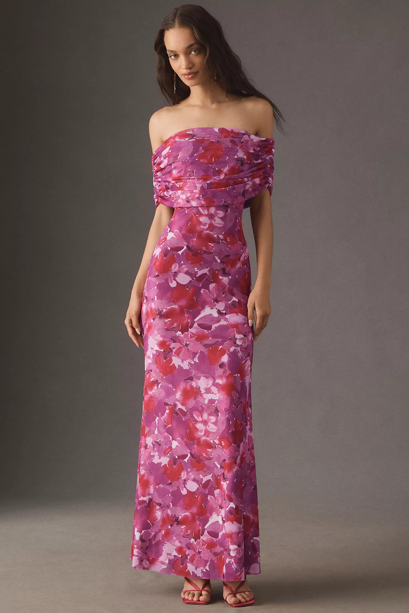 AFRM McCall Off-the-Shoulder Stretch Mesh Maxi Dress | Anthropologie (US)