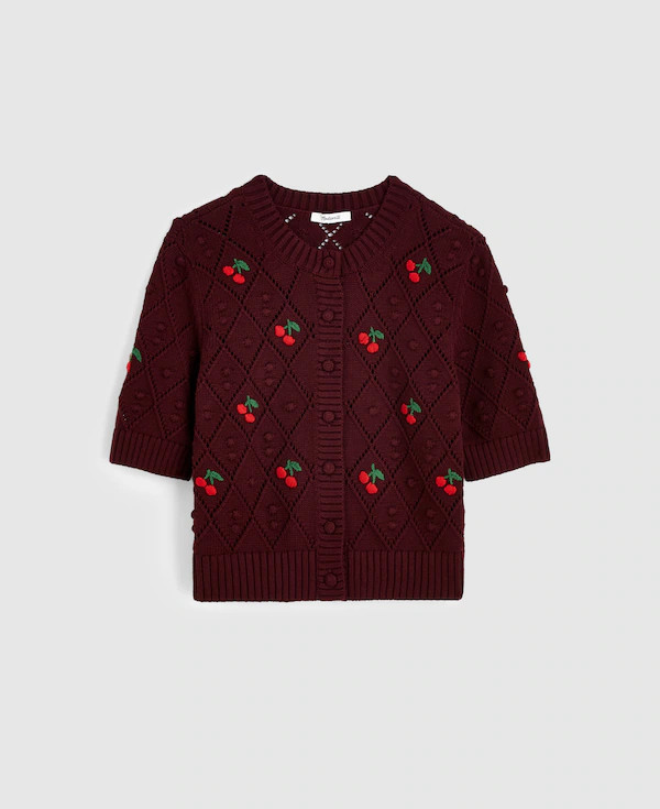 Embroidered Bauble Pointelle-Stitch  Cardigan in 100% Cotton | Madewell