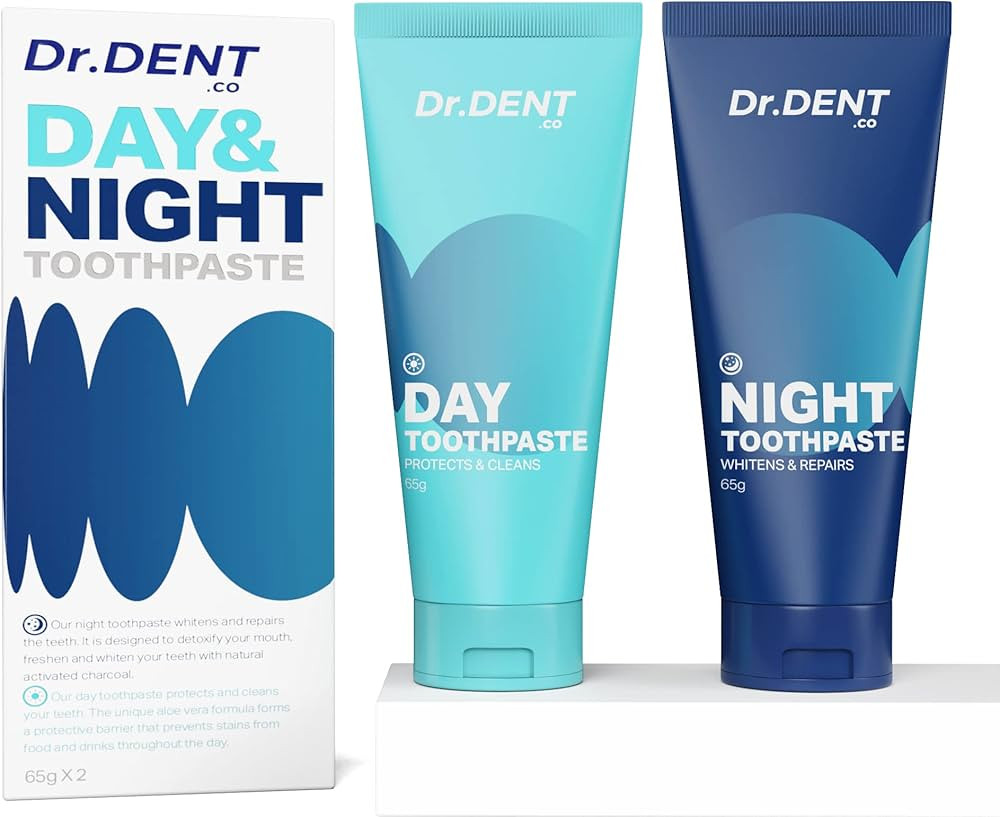 DrDent Teeth Whitening Day and Night Toothpaste - 2 PCK - Sensitive Free - Safe for Enamel - Whit... | Amazon (UK)