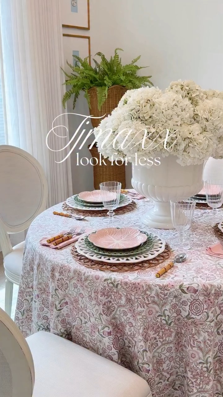 These gorgeous sage green dinner plates are finally online and they’re such a great look-for-less option if you love the AERIN Paulette tabletop collection. The looped lattice edges add the prettiest touch—perfect for a beautifully layered spring &  Easter table or plate wall. I love the way these look paired with pink cabbage plates, but the matching salad plates are also in stock if you prefer a coordinated set! 💚 @TJ Maxx @Marshalls 

#springdecor #tjmaxxfinds #tjmaxx #targetstyle #targethome 

Spring tablescape spring decor Easter table setting Easter decor Amazon faux flowers white hydrangeas round dining table decor target tjmaxx homegoods green plates pink and green decor home decor white plates dinnerware dining room decor cabbage plates cabbageware pink plates

#LTKSaleAlert #LTKHome