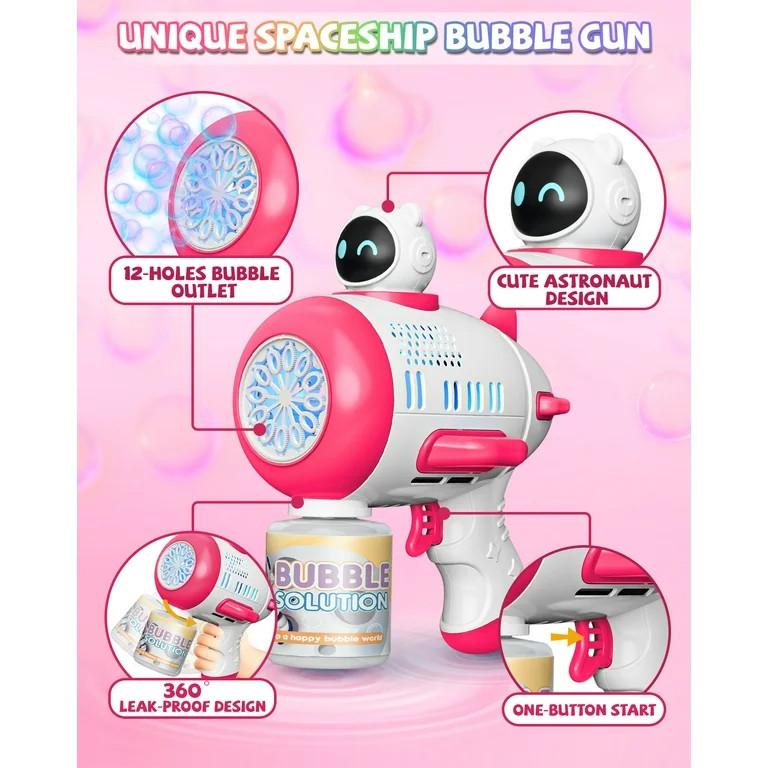 Bubble Guns for Kids, Space Bubble Machine for Toddlers, Leak Proof Design, Bubble Blaster with L... | Walmart (US)