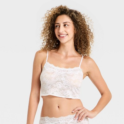 Women's Lace Cropped Cami - Wild Fable™ White XXS | Target