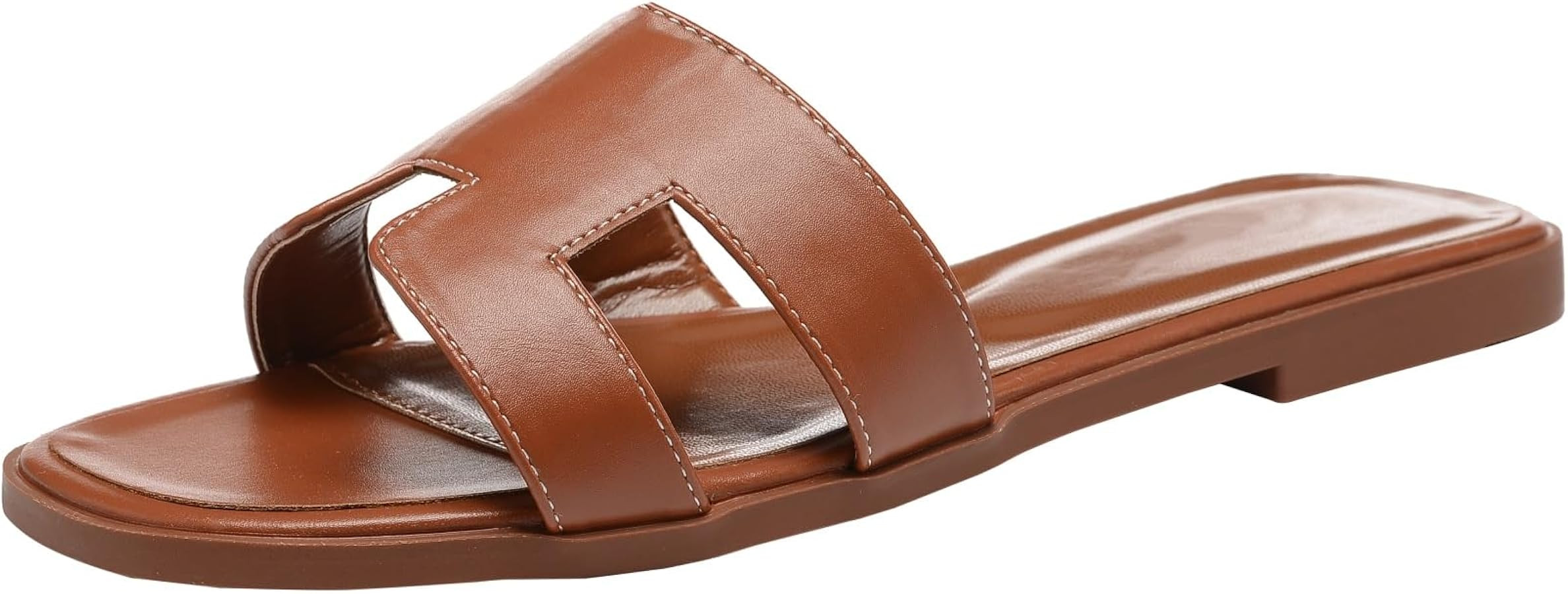 Womens Flat Sandals for Womens 2025 Summer Dressy Slippers Non Slip Comfortable Leather Slippers ... | Amazon (US)