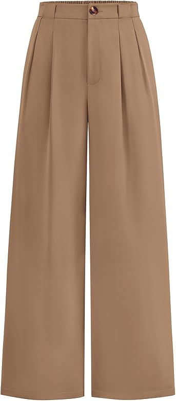 KIRUNDO Wide Leg Dress Pants for Women High Waisted Office Work Trousers Business Casual Button F... | Amazon (US)