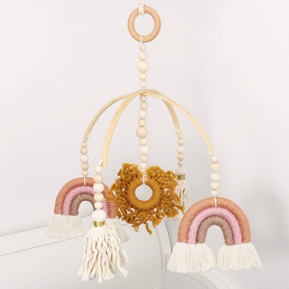 Rainbow Baby Mobile Hanging Macrame Baby Mobile Rainbow Neutral Baby Crib Mobile Kids Room Nurser... | Amazon (US)