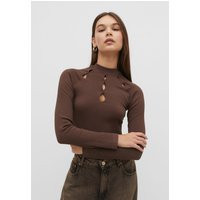 Stradivarius Seamless mock neck top with cut-outs Brown XS | Stradivarius (UK)